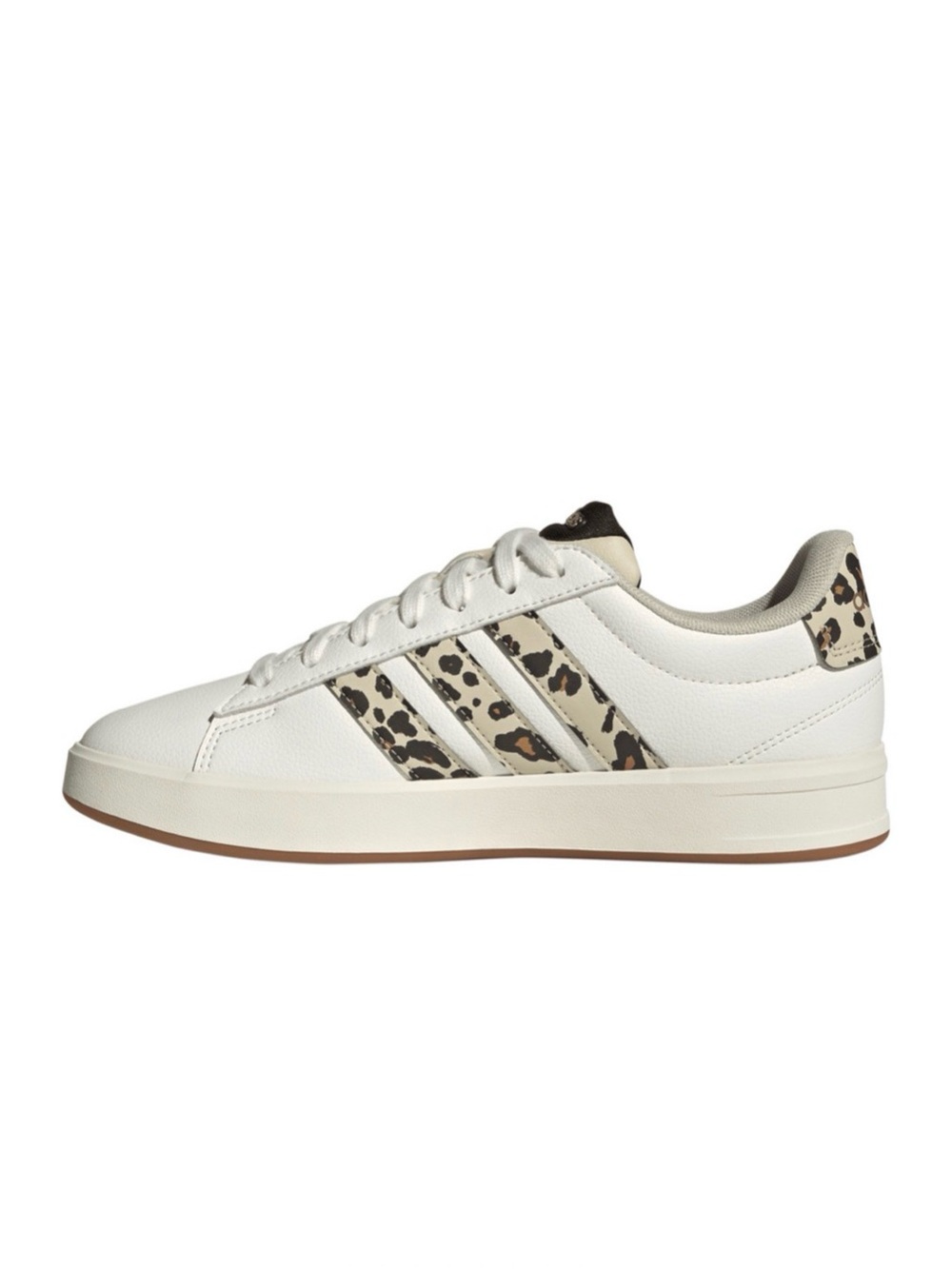 adidas Women’s White Sneakers with Leopard-Print 3-Stripes